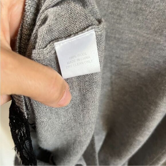 Nonoo New York Wool Lace Trim V Neck Grey Cardigan S - Picture 9 of 14
